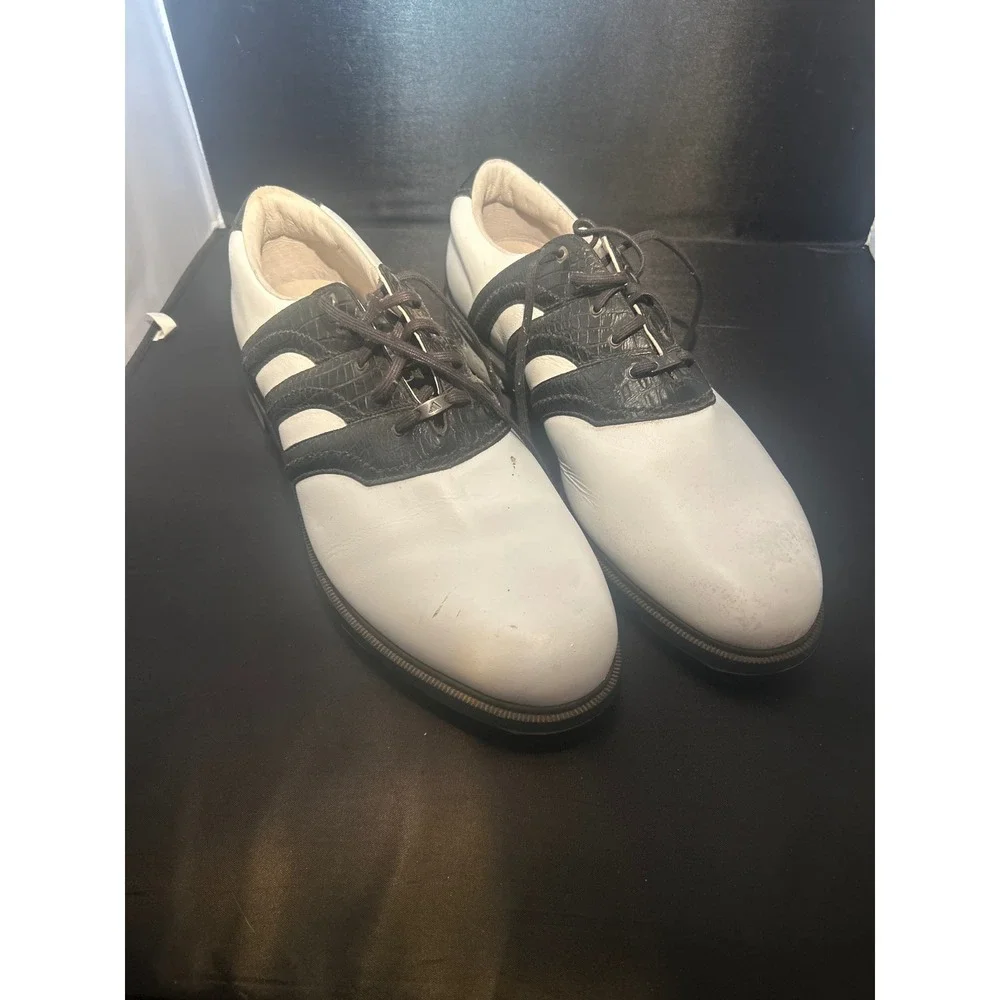 Adidas Mens Saddle Golf Shoes‎ White Black Croc Embossed 738443 Size 12.5 Sample